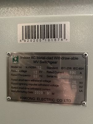 KYN28A-12 Lv Schakelaarcomité 6KV Terugtrekbaar Mechanisme